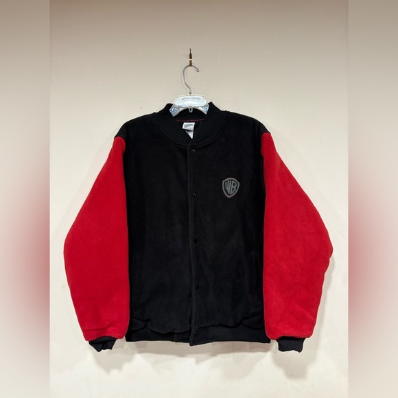 Rare VTG WARNER BROS. Studios Entertaining The World Fleece Varsity Jacket M - Picture 2 of 7